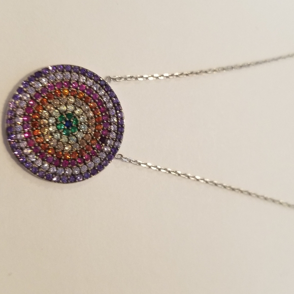 Turkish Evil Eye Sterling Silver Necklace - Picture 3 of 3